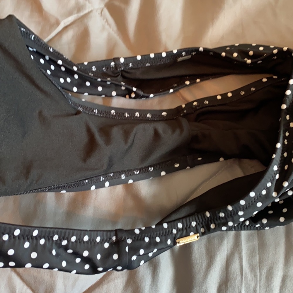 VS black white polka dot rouched bikini bottom size L - Picture 6 of 7